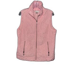 Christopher & Banks Pink Rose Embroidered Lightweight Quilted Vest